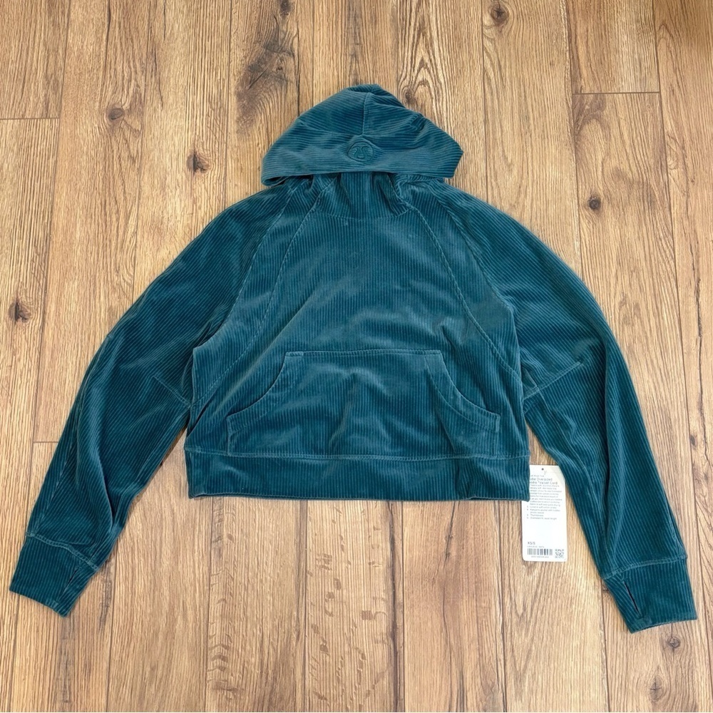 NWT Lululemon Scuba Oversized Hoodie *Velvet Cord In Storm Teal Size XS/S